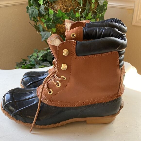 Weather Spirits Leather Five Eye Lace Up Steel Shank Winter Duck Boots Size 6 - Picture 6 of 16